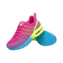 Tênis De Corrida Feminino Em Malha Respirável Colorida Confortável Para Atividades Ao Ar Livre,