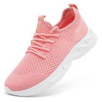 Tênis de corrida femininos XKOWUO sem cadarço, antiderrapantes, respiráveis, rosa