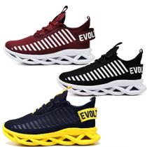 Tênis de Corrida Masculino Academia Macio- 3 Pares Preto / Vermelho