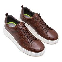 Tênis de Couro Denim Joe Ultra Light - Conhaque - Democrata Marrom
