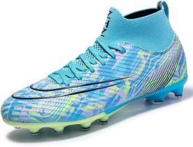 Tênis de futebol masculinos de futebol com pontas longas, couro e borracha