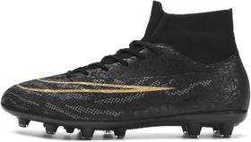 Tênis de futebol masculinos de futebol com pontas longas, couro e borracha