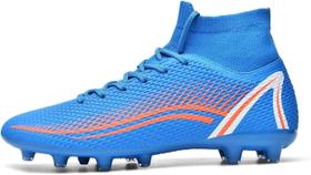 Tênis de futebol masculinos de futebol com pontas longas, couro e borracha