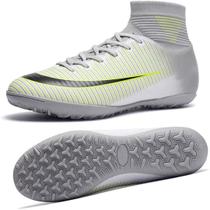 Tênis de futebol masculinos de futebol com pontas longas, couro e borracha