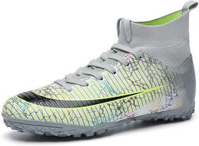 Tênis de futebol masculinos de futebol com pontas longas, couro e borracha