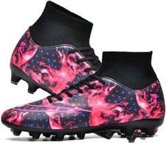 Tênis de futebol masculinos de futebol com pontas longas, couro e borracha