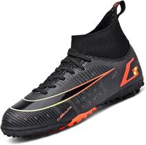 Tênis de futebol masculinos de futebol com pontas longas, couro e borracha