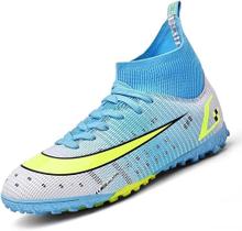 Tênis de futebol masculinos de futebol com pontas longas, couro e borracha