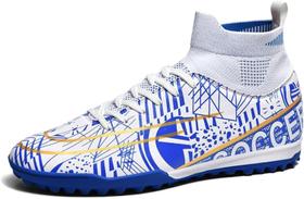 Tênis de futebol masculinos de futebol com pontas longas, couro e borracha