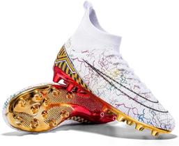 Tênis de futebol masculinos de futebol com pontas longas, couro e borracha