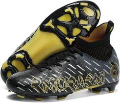 Tênis de futebol masculinos de futebol com pontas longas, couro e borracha