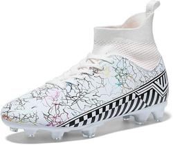 Tênis de futebol masculinos de futebol com pontas longas, couro e borracha