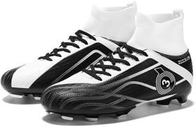 Tênis de futebol masculinos de futebol com pontas longas, couro e borracha