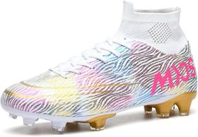 Tênis de futebol masculinos de futebol com pontas longas, couro e borracha