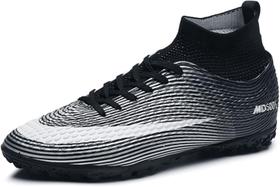 Tênis de futebol masculinos de futebol com pontas longas, couro e borracha