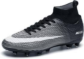 Tênis de futebol masculinos de futebol com pontas longas, couro e borracha