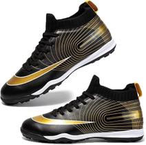 Tênis de futebol masculinos de futebol com pontas longas, couro e borracha