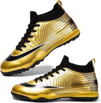 Tênis de futebol masculinos de futebol com pontas longas, couro e borracha