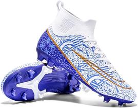 Tênis de futebol masculinos de futebol com pontas longas, couro e borracha