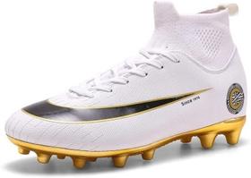 Tênis de futebol masculinos de futebol com pontas longas, couro e borracha