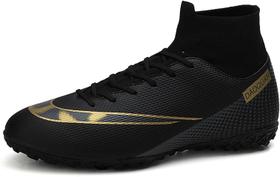 Tênis de futebol masculinos de futebol com pontas longas, couro e borracha