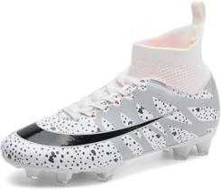 Tênis de futebol masculinos de futebol com pontas longas, couro e borracha