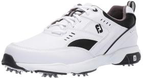 Tênis de Golfe Masculino FootJoy Branco e Preto 11,5 Largura EUA Tênis de Golfe Masculino FootJoy Branco e Preto 11,5 Largura EUA