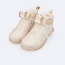 Tênis de Led Cano Médio Infantil Pampili Sneaker Luz Coelha Nude 670032 Tênis de Led Cano Médio Infantil Pampili Sneaker Luz Coelha Nude 670032