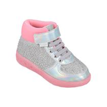 Tênis de Led Cano Médio Pampili Sneaker Luz Prata 670.043