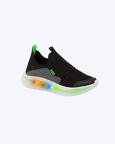 Tênis de Led Flash Preto com Verde Infantil Masculino Klin 392001000