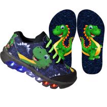 Tenis De Led Infantil Dino Dinossauro + Chinelo Lançamento Tenis De Led Infantil Dino Dinossauro + Chinelo Lançamento