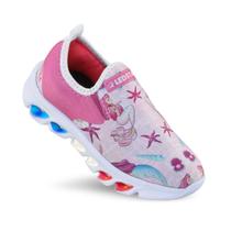 Tênis de Led Infantil Feminino Ledstar Calce Facil Sereia Rosa Casual Tênis de Led Infantil Feminino Ledstar Calce Facil Sereia Rosa Casual