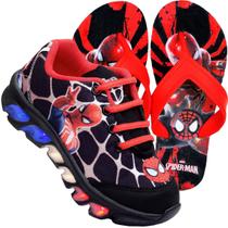 Tenis De Led Infantil Homem Aranha + Chinelo Lançamento Tenis De Led Infantil Homem Aranha + Chinelo Lançamento