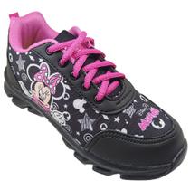Tênis de Led Infantil Luzinha Feminino Minnie Preto Meninas
