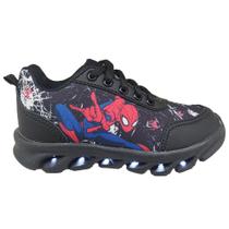 Tênis de Led Infantil Luzinha Masculino Homem Aranha Preto Tênis de Led Infantil Luzinha Masculino Homem Aranha Preto