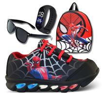 tenis de led infantil masculino homem aranha com luzinha meninos mais mochila com relogio e oculos tenis de led infantil masculino homem aranha com luzinha meninos mais mochila com relogio e oculos