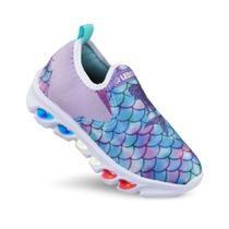 Tenis de led infantil meninas Ledstar calce facil Sereia desenhos Luzinhas Tenis de led infantil meninas Ledstar calce facil Sereia desenhos Luzinhas