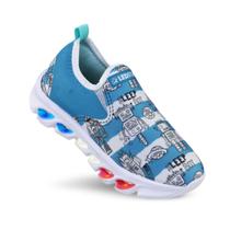 Tenis de led infantil meninos Ledstar calce facil Robô desenhos Luzinhas