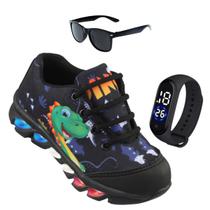 Tenis de led infantil meninos Ledstar dinossauro luzinhas desenhos mais Relogio e Oculos Tenis de led infantil meninos Ledstar dinossauro luzinhas desenhos mais Relogio e Oculos