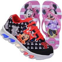 Tenis De Led Infantil Minnie + Chinelo Lançamento