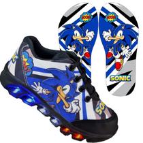 Tenis De Led Infantil Sonic Boom Veloz + Chinelo Lançamento