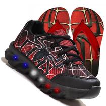 Tenis De Led Led Masculino Aranha Meninos Estilo Barato Original + Chinelo