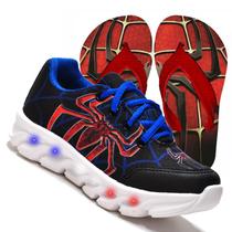 Tenis De Led Led Masculino Aranha Meninos Estilo Barato Original + Chinelo