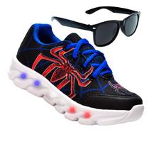 Tenis De Led Led Masculino Aranha Meninos Estilo Barato Original + Oculos