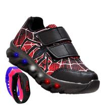 Tenis De Led Led Masculino Aranha Meninos Estilo Barato Original + Relogio