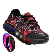 Tenis De Led Led Masculino Aranha Meninos Estilo Barato Original + Relogio