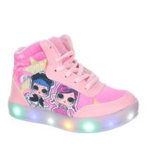 Tenis de Led Luzinha Boneca Lol Rosa Cano Baixo Meninas