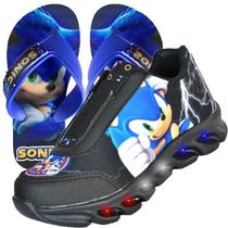 Tenis De Led Masculino Calce Facil Sonic Infantil Meninos Estilo Original + Chinelo - KIDS