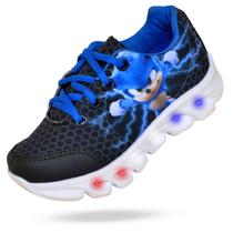 Tenis De Led Masculino Calce Facil Sonic Infantil Meninos Estilo Original