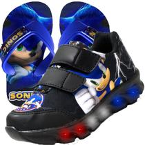 Tenis De Led Masculino Sonic Calce Facil Meninos Infantil Estilo Original + Chinelo Tenis De Led Masculino Sonic Calce Facil Meninos Infantil Estilo Original + Chinelo
